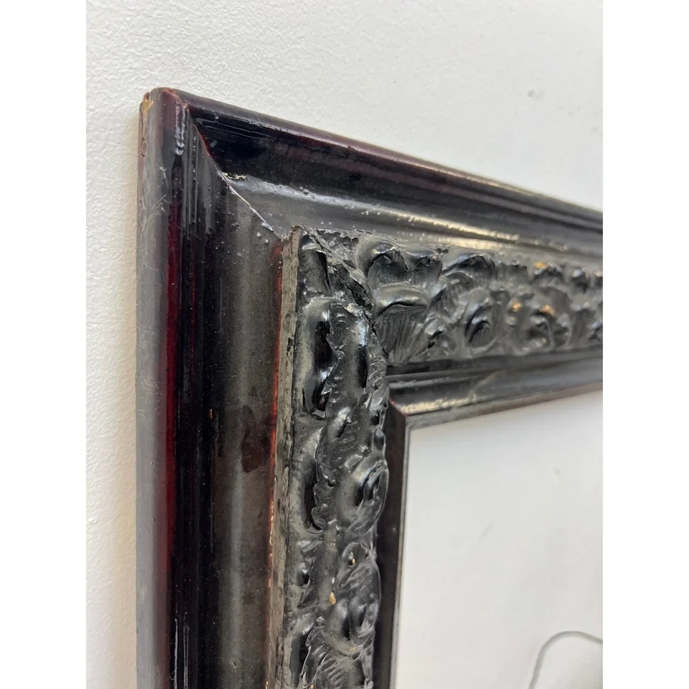 Vintage Ornate Gesso Picture Frame Dark Stain Antique Old Scrollwork Fits 16x20